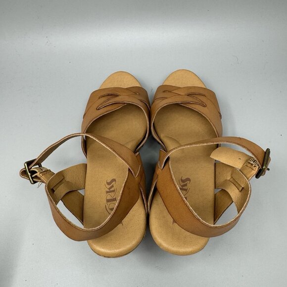KORKS Womens US 8 Caramel Brown Leather PLAFORM BAGLEY SANDALS  Strappy main image 1